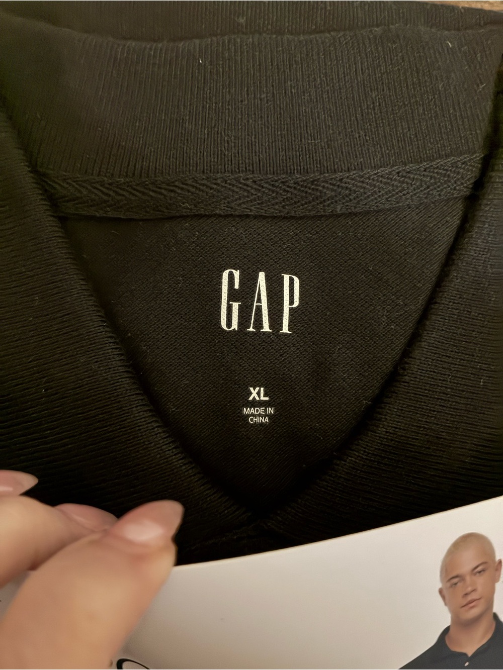 GAP Men's Black V-Neck Polo Shirt